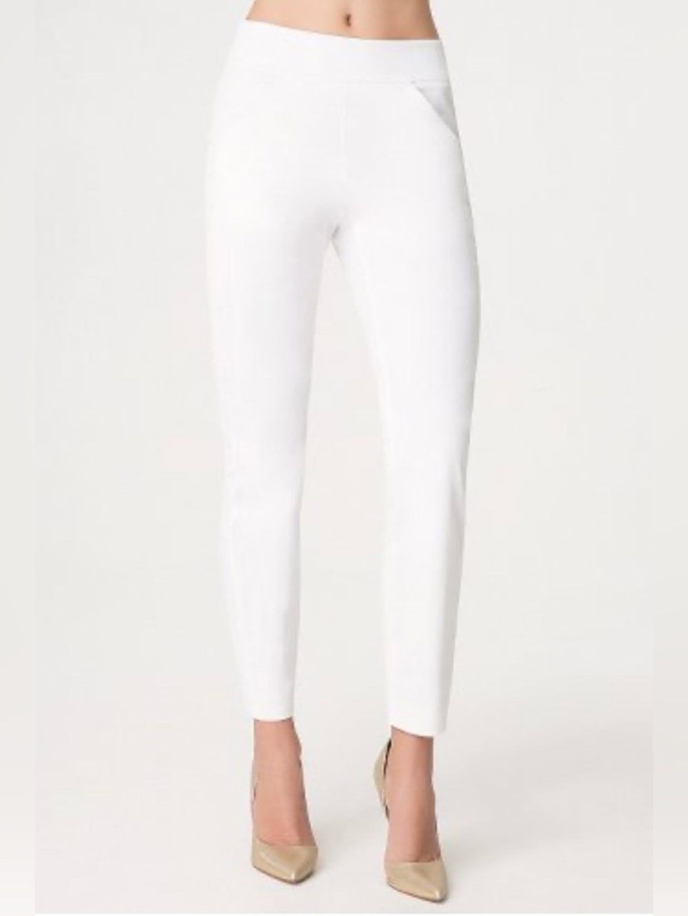 Women’s Cotton Sateen Flat Front Pants White Size 6